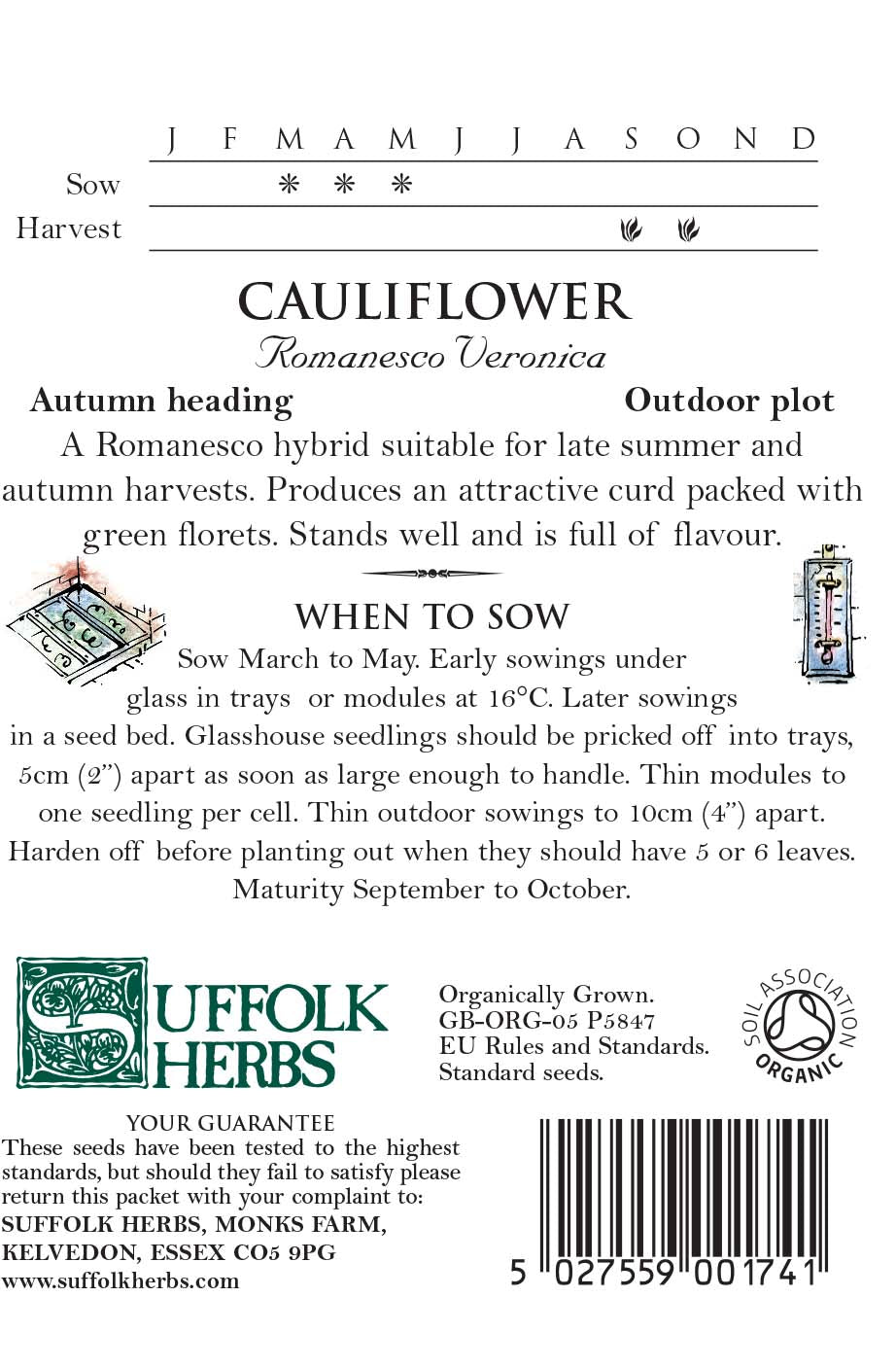 Cauliflower Organic Seeds - Romanesco Veronica