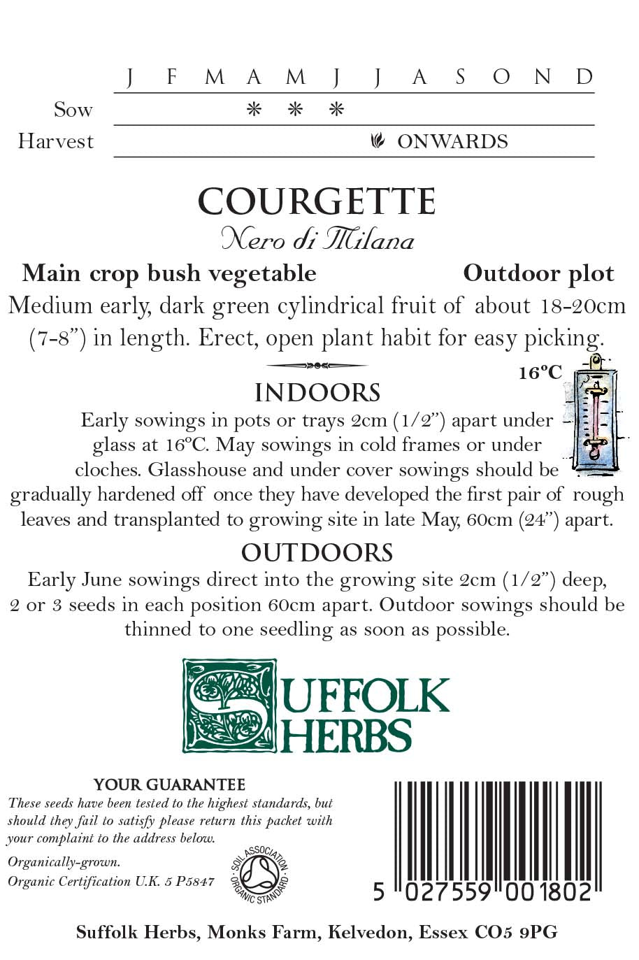 Courgette/Zucchini Organic Seeds - Nero Di Milano