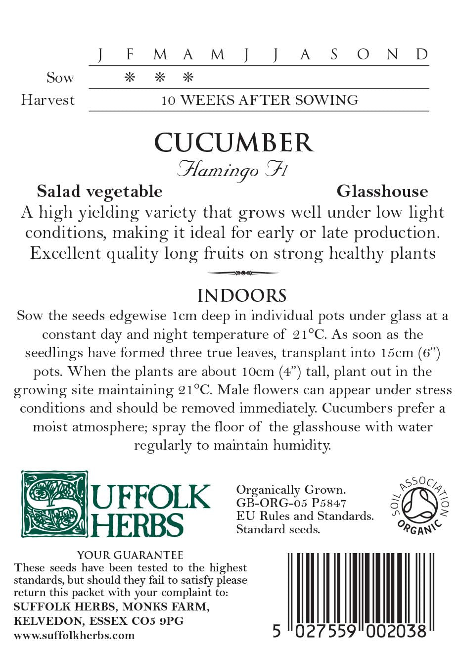 Cucumber Organic Seeds - Flamingo F1