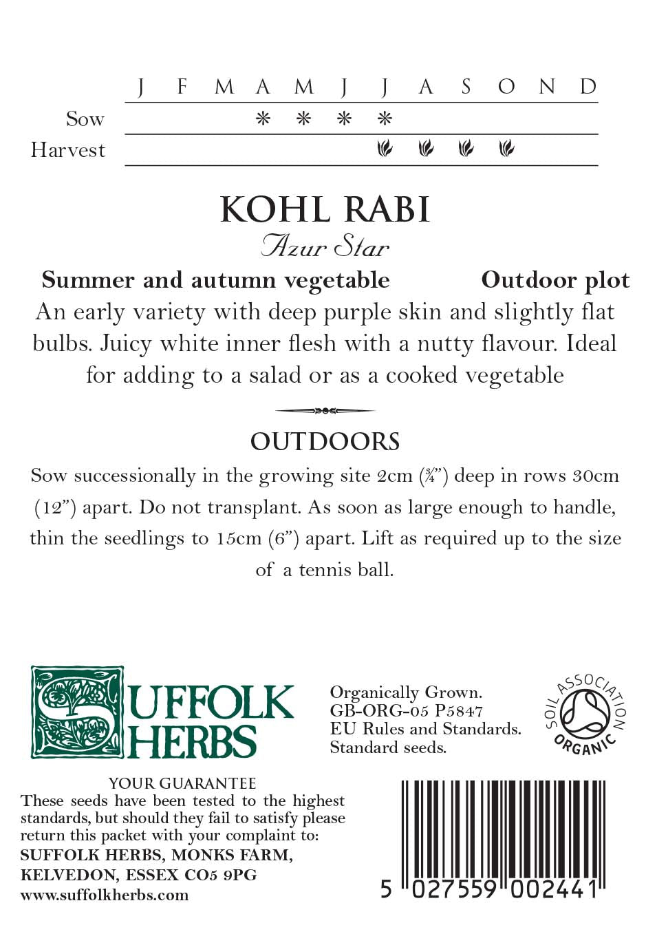 Kohl Rabi Organic Seeds - Azur Star