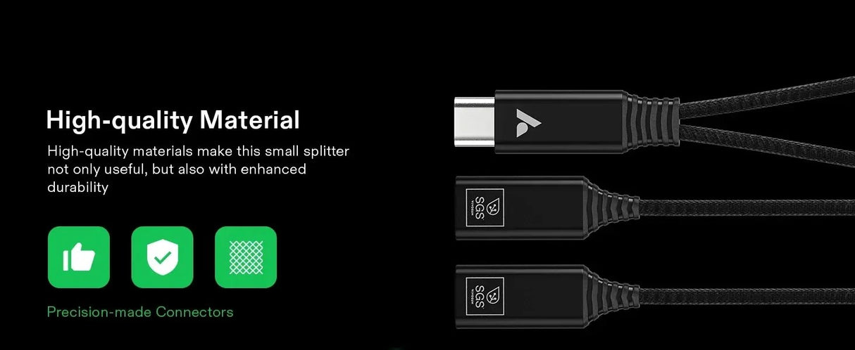 VIVOSUN USB-C Splitter with 1 Male to 2 Female