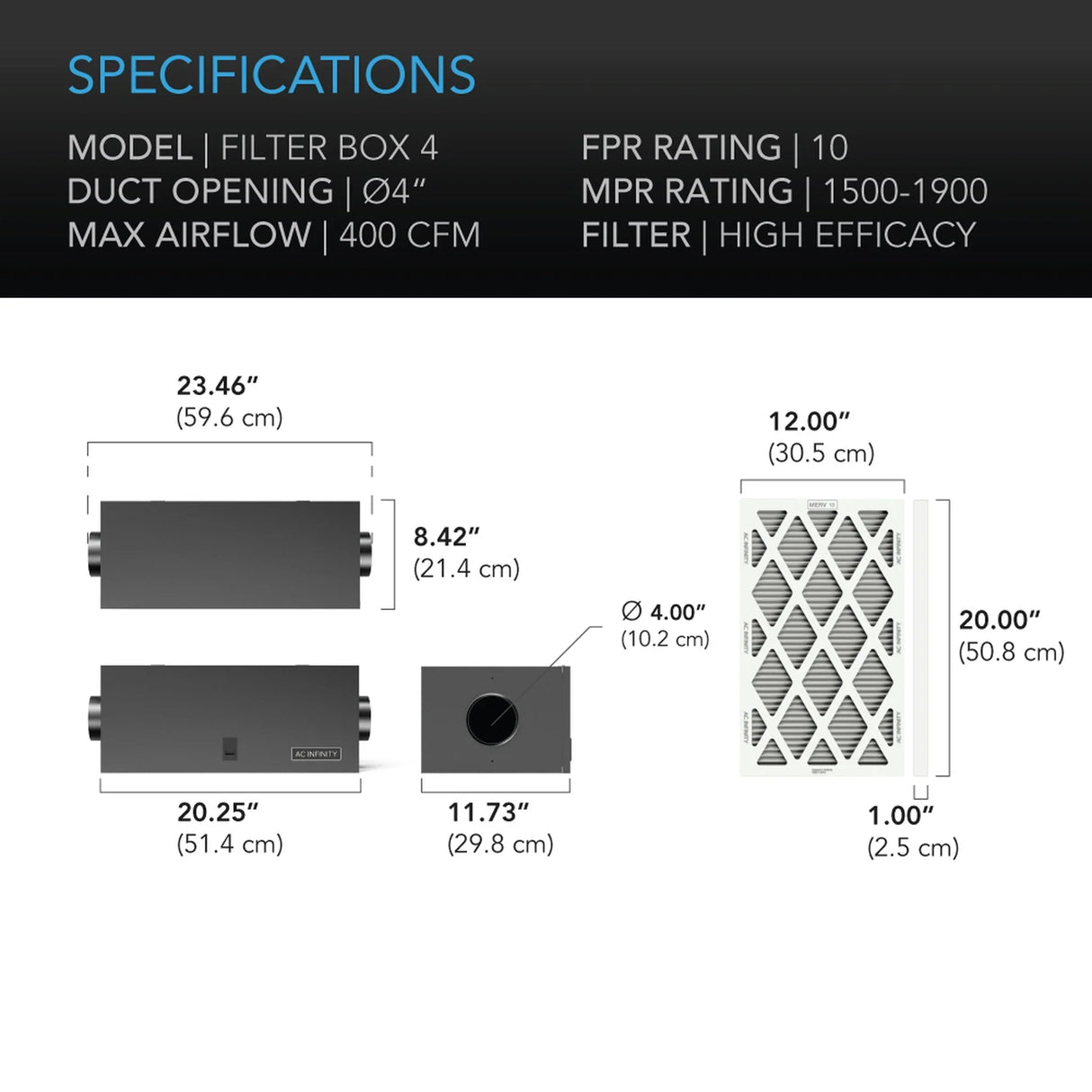 AC Infinity Filter Box – High-Efficacy Inline Air Filtration System