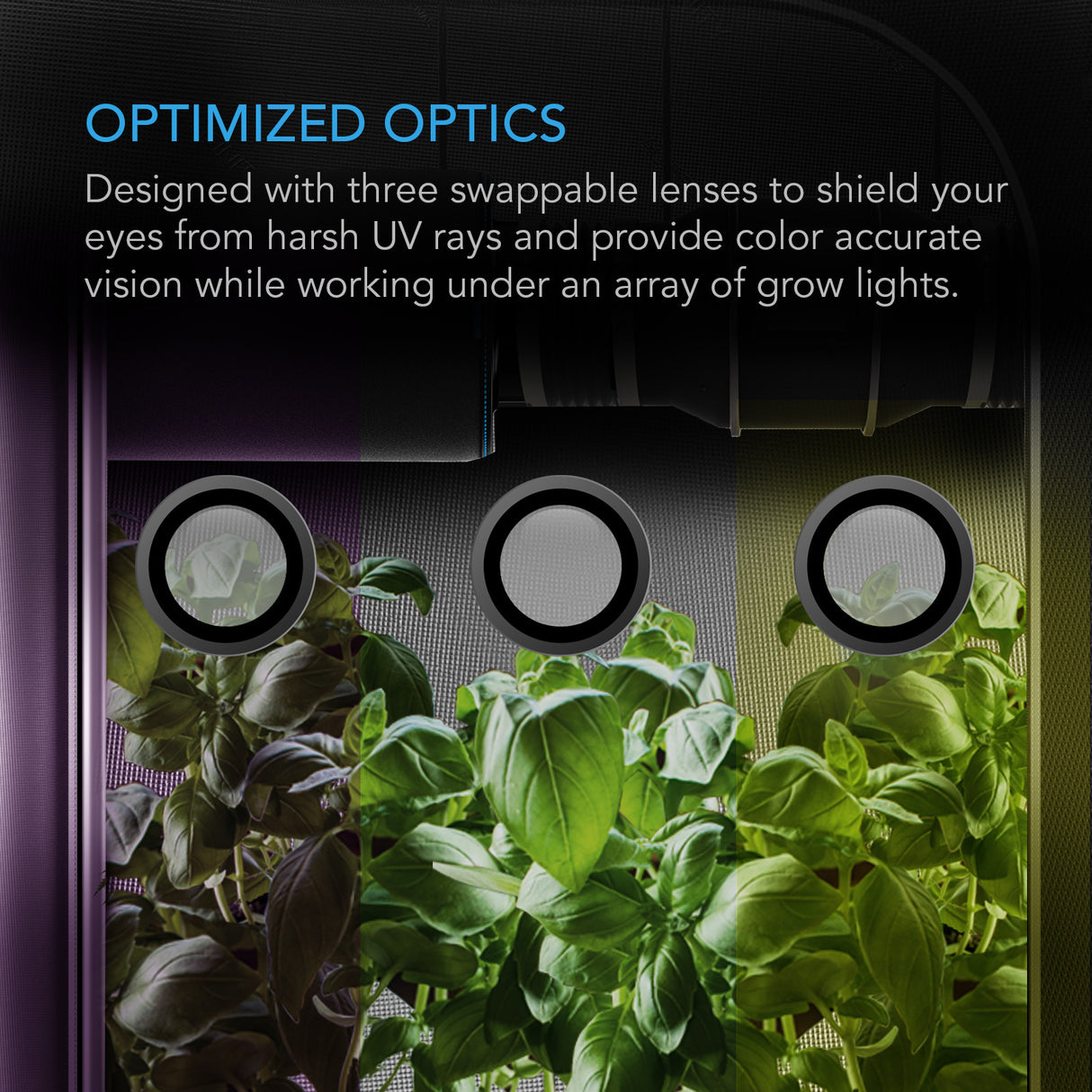AC Infinity Grow Room Glasses with 3 colour corrective Lenses