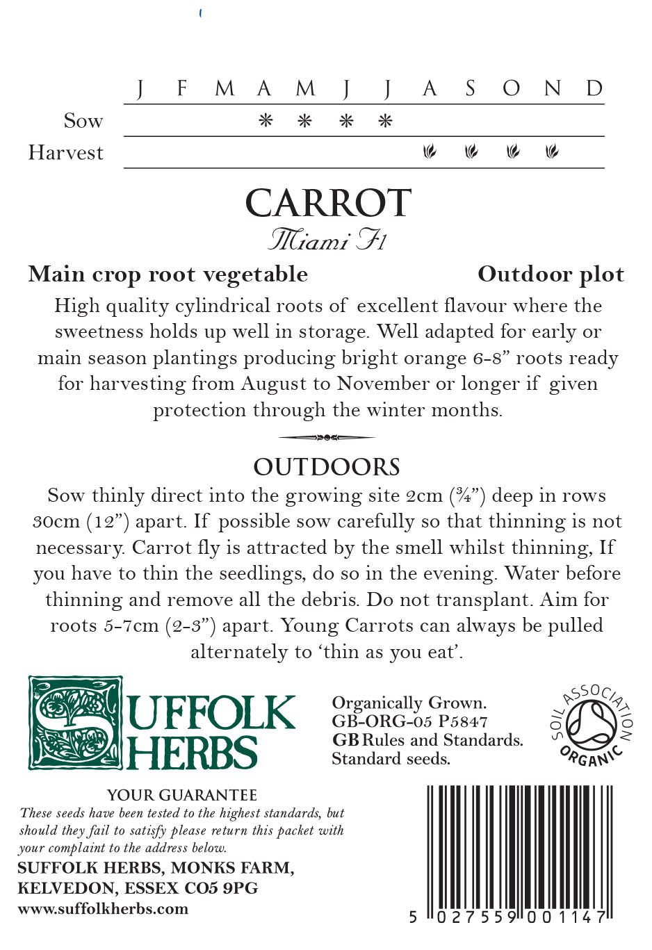 Carrot - Miami F1 - Organic Seeds