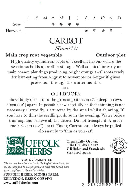 Carrot - Miami F1 - Organic Seeds