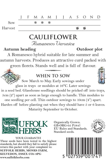 Cauliflower Organic Seeds - Romanesco Veronica
