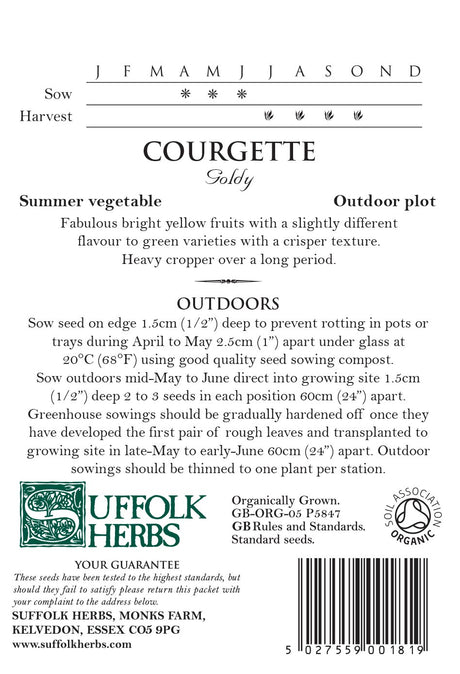 Courgette Organic Seeds - Goldy