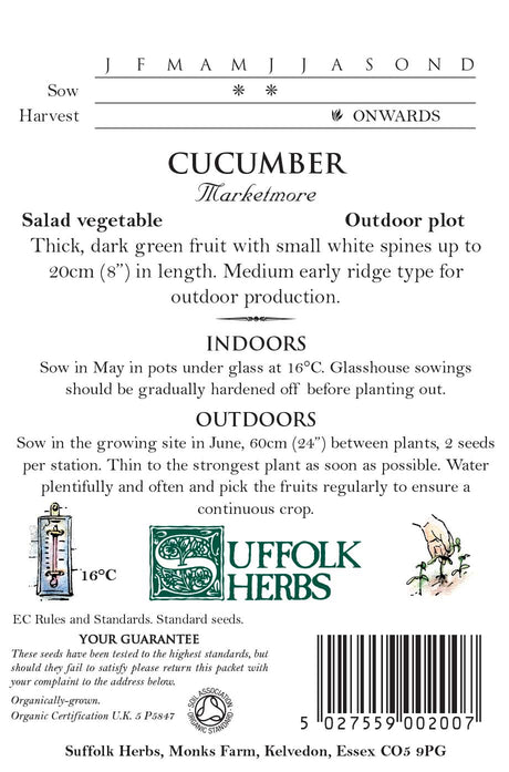 Cucumber Organic Seeds- Marketmore