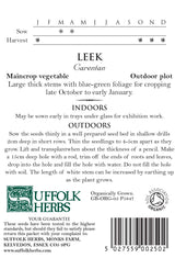 Leek Organic Seeds - Carentan