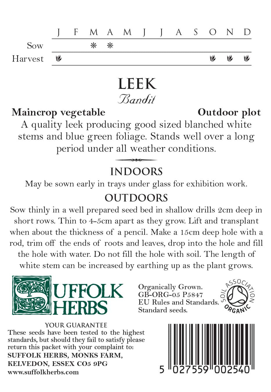 Leek Organic Seeds - Bandit