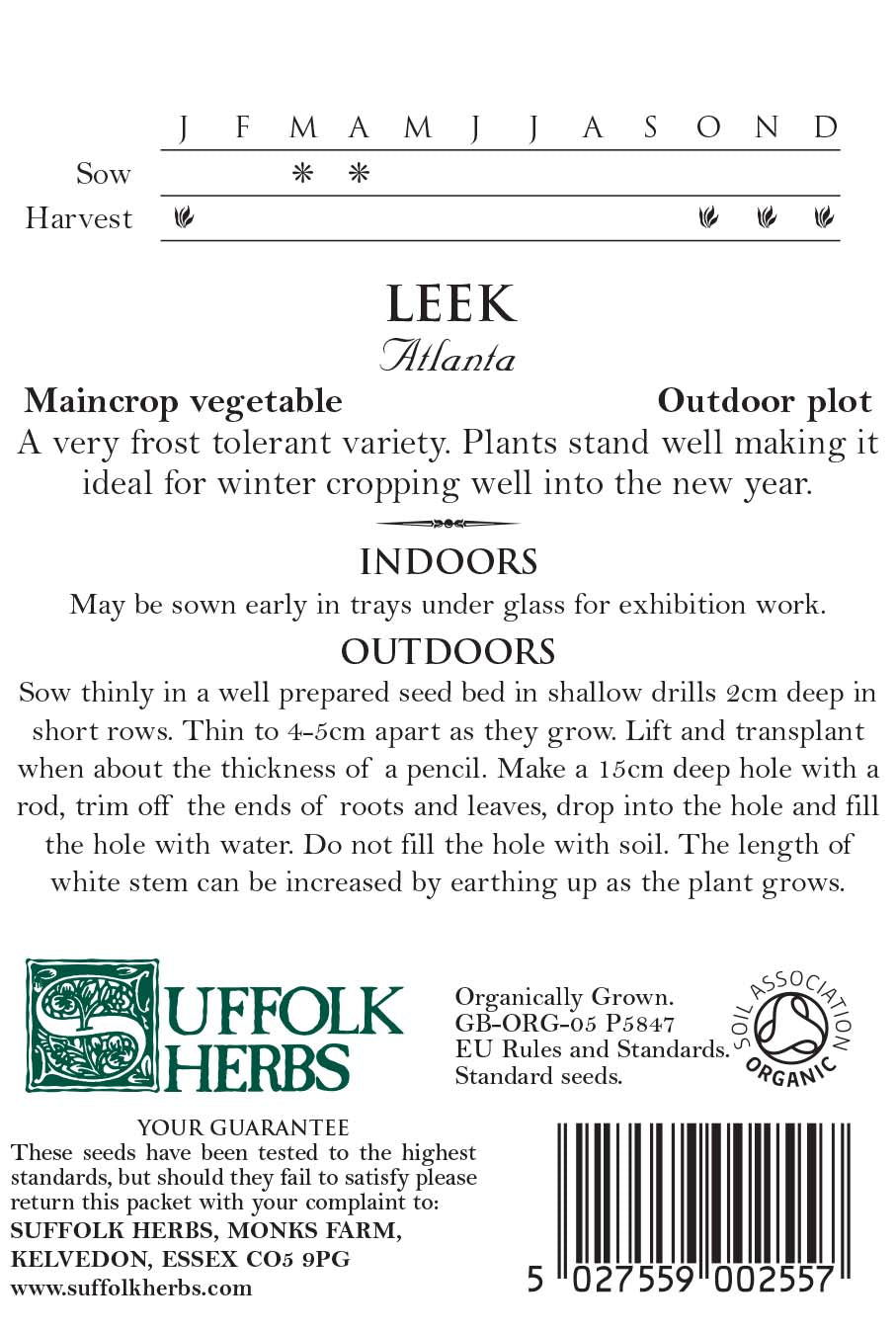 Leek Organic Seeds- Atlanta