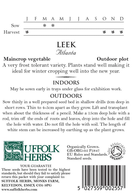 Leek Organic Seeds- Atlanta