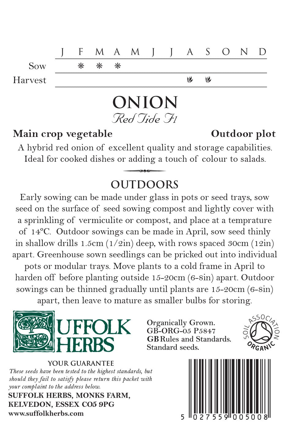 Onion Organic Seeds - Red Tide F1