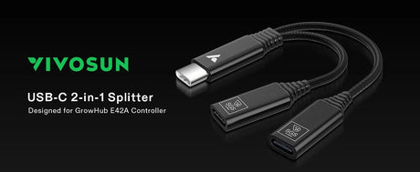 VIVOSUN USB-C Splitter with 1 Male to 2 Female
