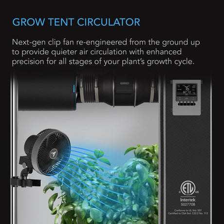 AC Infinity Cloudray A6 Grow Tent Clip Fan 6” Gen 2 - Manual Swivel (AC-CCA6)