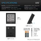 AC Infinity Cloudcom B1 Smart Thermo-Hygrometer with 12ft Sensor Probe