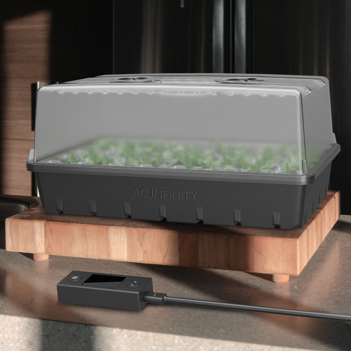 AC Infinity Humidity Dome  Germination Kit with LED Grow Light Bars (5x8 Cell Tray)