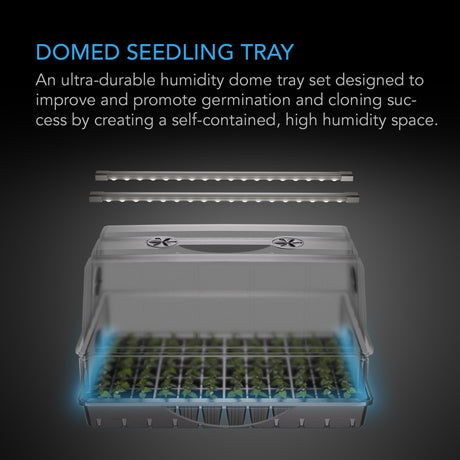 AC Infinity Humidity Dome Germination Kit with LED Grow Light Bars (6x12 Cell Tray)