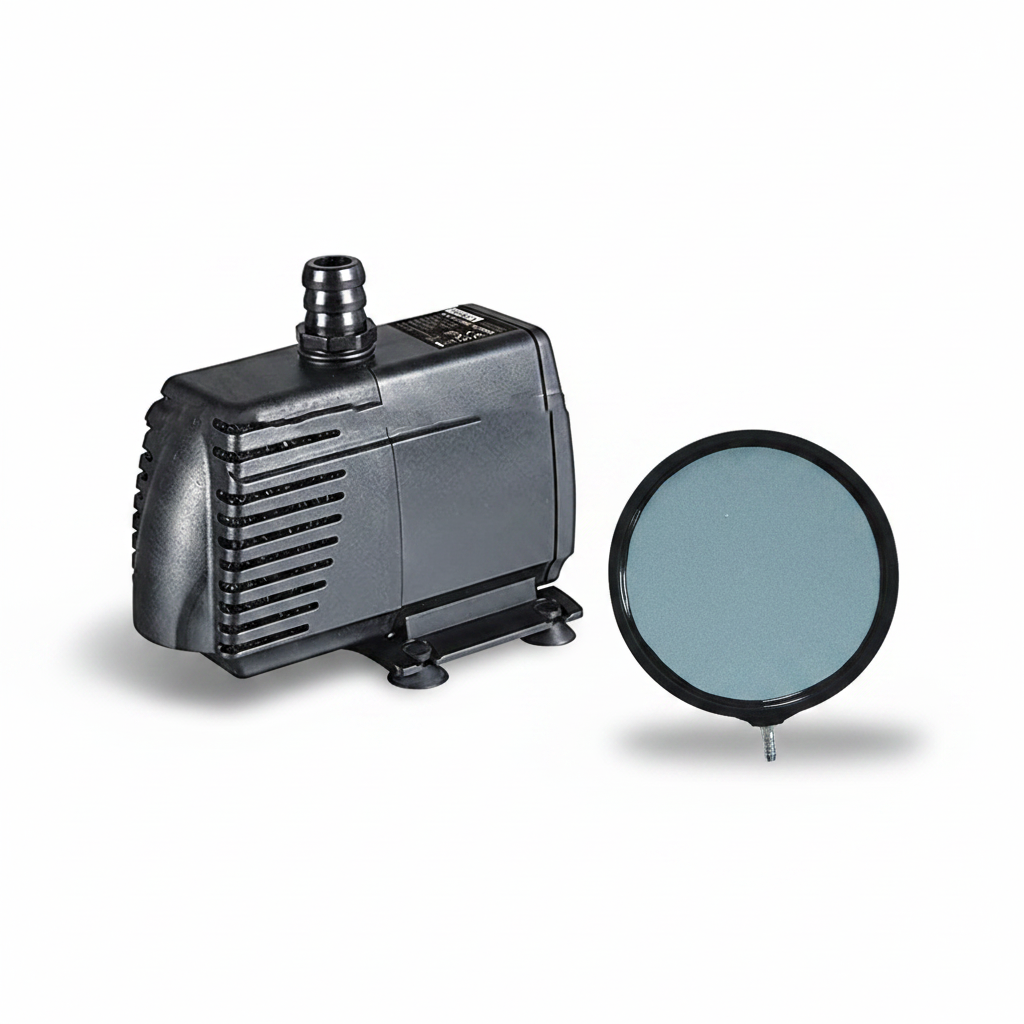 Hailea Pond Starter Bundle – HX8815 Submersible Pump & Ceramic Air Stone (6") – Complete Pond Oxygenation Kit