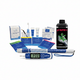 Complete pH & EC Monitoring Kit - Bluelab pH Pen, Truncheon Meter, Probe Care Kit and pH Buffer on white background