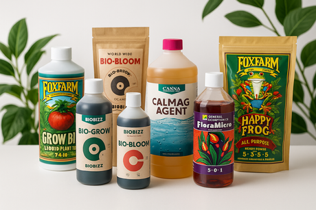 Plant nutrients such as Canna, Biobizz, fox farm