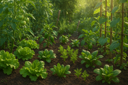 Vegetable plants growing
