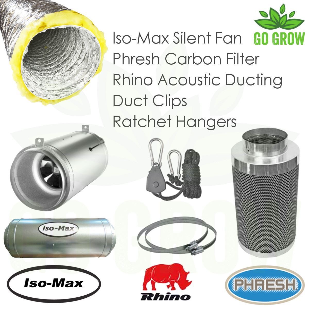 Iso Max Silent Air Flow Kits 5m/10m Standard & High Power Fans