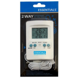 Essentials - Digital 2 Way Thermometer/Hygrometer with Cable